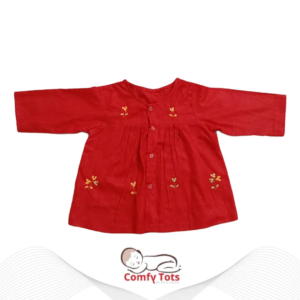 Comfy Tots Embroidery Frock Fullsleeve – Handmade Cotton Baby Wear (0–9 Years)