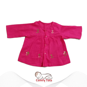 Comfy Tots Embroidery Frock Fullsleeve – Handmade Cotton Baby Wear (0–9 Years)