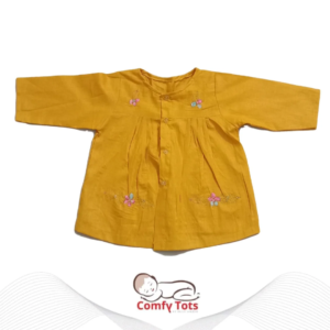 Comfy Tots Embroidery Frock Fullsleeve – Handmade Cotton Baby Wear (0–9 Years)