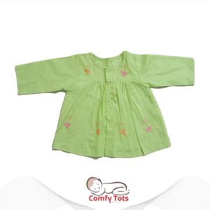 Comfy Tots Embroidery Frock Fullsleeve – Handmade Cotton Baby Wear (0–9 Years)