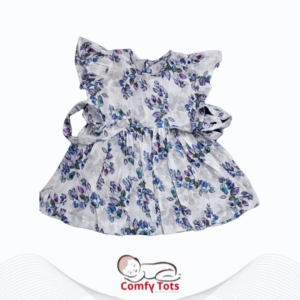 Comfy Tots Embroidery Frock Printed Back Button– Handmade Cotton Baby Wear (0–9 Years)