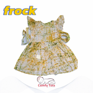 Comfy Tots Embroidery Frock Printed Back Button– Handmade Cotton Baby Wear (0–9 Years)