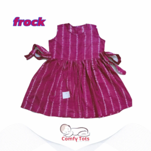 Comfy Tots Embroidery Frock Printed Back Button– Handmade Cotton Baby Wear (0–9 Years)