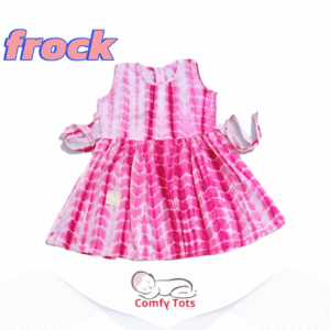 Comfy Tots Embroidery Frock Printed Back Button– Handmade Cotton Baby Wear (0–9 Years)