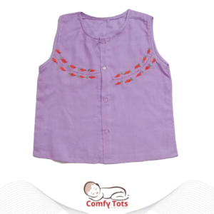 Comfy Tots Embroidery Sleeveless – Handmade Cotton Baby Wear (0–10 Years)