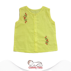 Comfy Tots Embroidery Sleeveless – Handmade Cotton Baby Wear (0–10 Years)