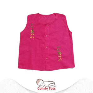 Comfy Tots Embroidery Sleeveless – Handmade Cotton Baby Wear (0–10 Years)
