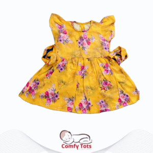 Comfy Tots Embroidery Frock Printed Back Button– Handmade Cotton Baby Wear (0–9 Years)