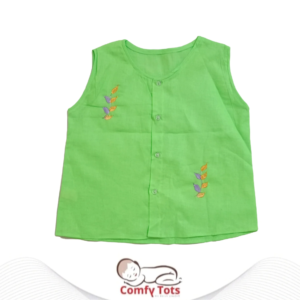 Comfy Tots Embroidery Sleeveless – Handmade Cotton Baby Wear (0–10 Years)