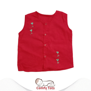 Comfy Tots Embroidery Sleeveless – Handmade Cotton Baby Wear (0–10 Years)