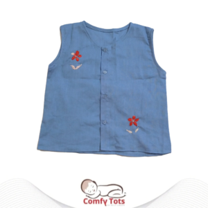 Comfy Tots Embroidery Sleeveless – Handmade Cotton Baby Wear (0–10 Years)