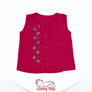 Comfy Tots Embroidery Sleeveless – Handmade Cotton Baby Wear (0–10 Years)