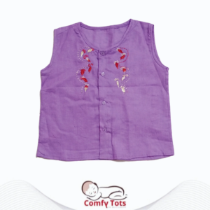 Comfy Tots Embroidery Sleeveless – Handmade Cotton Baby Wear (0–10 Years)