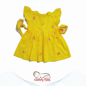 Comfy Tots Embroidery Frock Back Button – Handmade Cotton Baby Wear (0–9 Years)