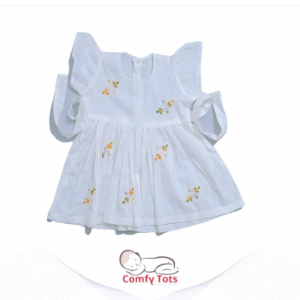 Comfy Tots Embroidery Frock Back Button – Handmade Cotton Baby Wear (0–9 Years)