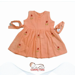 Comfy Tots Embroidery Frock Back Button – Handmade Cotton Baby Wear (0–9 Years)