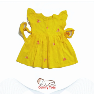 Comfy Tots Embroidery Frock Back Button – Handmade Cotton Baby Wear (0–9 Years)