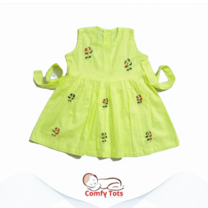Comfy Tots Embroidery Frock Back Button – Handmade Cotton Baby Wear (0–9 Years)