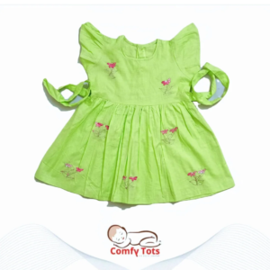 Comfy Tots Embroidery Frock Back Button – Handmade Cotton Baby Wear (0–9 Years)