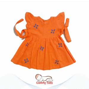 Comfy Tots Embroidery Frock Back Button – Handmade Cotton Baby Wear (0–9 Years)