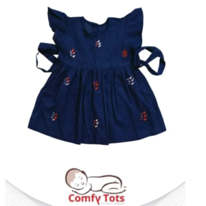 Comfy Tots Embroidery Frock Back Button – Handmade Cotton Baby Wear (0–9 Years)