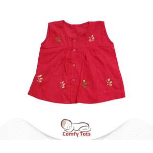 Comfy Tots Embroidery Frock Pori Hata/Sleeveless – Handmade Cotton Baby Wear (0–9 Years)