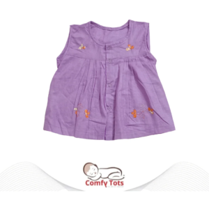 Comfy Tots Embroidery Frock Pori Hata/Sleeveless – Handmade Cotton Baby Wear (0–9 Years)