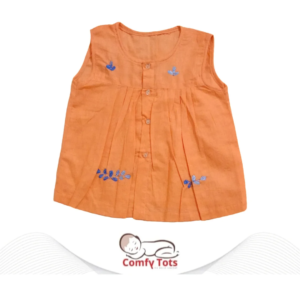 Comfy Tots Embroidery Frock Pori Hata/Sleeveless – Handmade Cotton Baby Wear (0–9 Years)