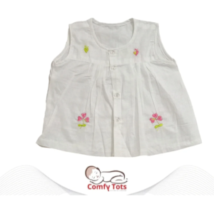 Comfy Tots Embroidery Frock Pori Hata/Sleeveless – Handmade Cotton Baby Wear (0–9 Years)