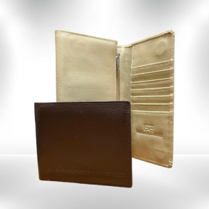 LeatherExcellence Brown Bi-Fold Wallet & Beige Purse Couple Package – Premium Genuine Leather Gift Set
